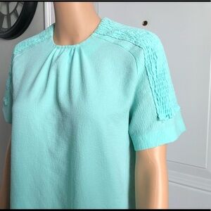 ZARA Green Top With Smock Collar